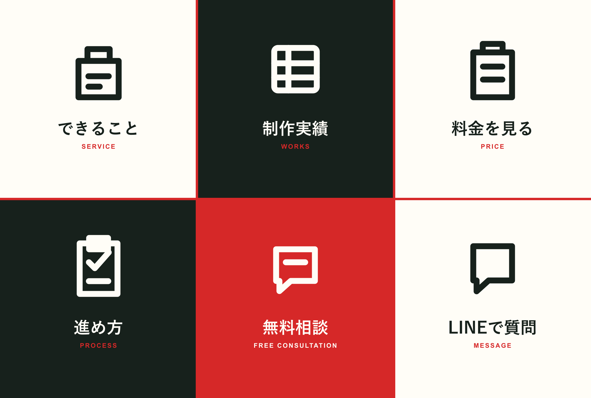 Studio Yachiyoの6分割LINEリッチメニュー